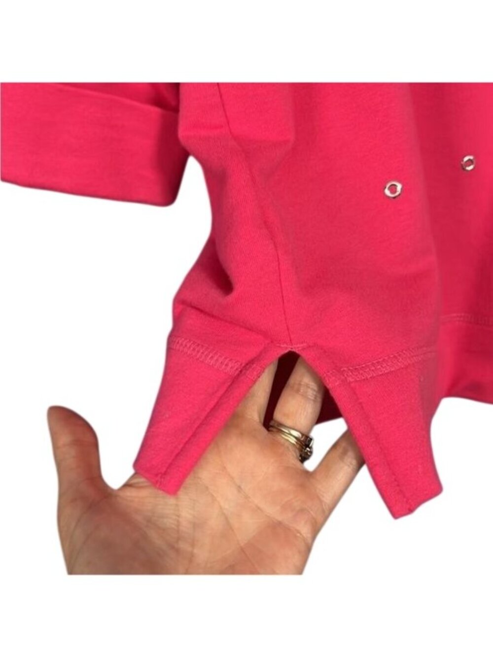 Karen Scott Pink tunic with Silver grommets - Picture 4 of 8